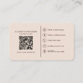 Klassieke Script Kapsalon Plum QR Code Visitekaartje (Achterkant)