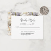 Klassieke script lelies bruiloft reactie RSVP Notitiekaartje (Voorkant / Achterkant in situ)