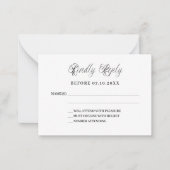 Klassieke script lelies bruiloft reactie RSVP Notitiekaartje (Voorkant)