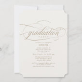 Klassieke Script Light Beige & Gold Graduparty Kaart (Voorkant)