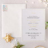 Klassieke Script Monogram bruiloft zwart & goudoli Folie Uitnodiging