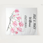 Klassieke Script Mr & Mrs Trouw Achtergrond banner Wandkleed (Voorkant (horizontaal))