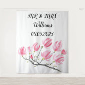 Klassieke Script Mr & Mrs Trouw Achtergrond banner Wandkleed (Voorkant)