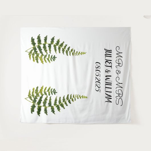 Klassieke Script Mr & Mrs Trouw Achtergrond banner Wandkleed (Voorkant (horizontaal))