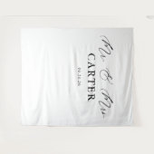 Klassieke Script Mr & Mrs Trouw Achtergrond Banner Wandkleed (Voorkant (horizontaal))