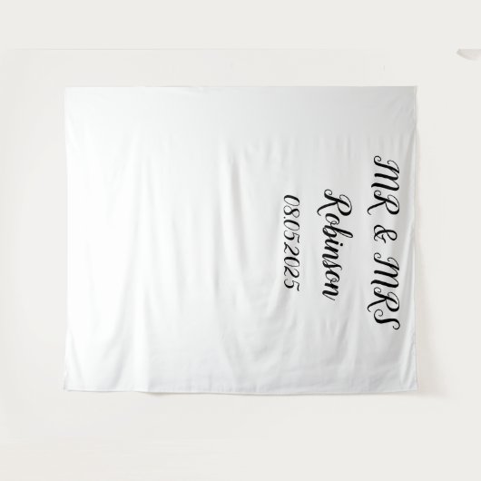 Klassieke Script Mr & Mrs Trouw Achtergrond banner Wandkleed (Voorkant (horizontaal))