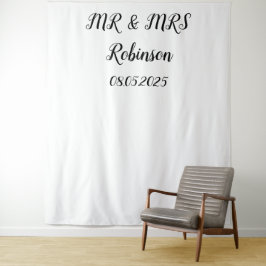 Klassieke Script Mr & Mrs Trouw Achtergrond banner Wandkleed