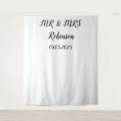 Klassieke Script Mr & Mrs Trouw Achtergrond banner Wandkleed (Voorkant)