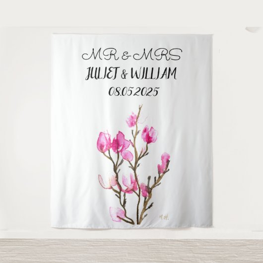 Klassieke Script Mr & Mrs Wedding Backdrop banner Wandkleed (Voorkant)