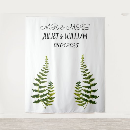 Klassieke Script Mr & Mrs Wedding Backdrop banner Wandkleed (Voorkant)