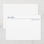 Klassieke script offset naam blauw gepersonaliseer notitiekaartje (Voorkant / Achterkant)