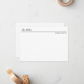 Klassieke script offset naam zwart gepersonaliseer notitiekaartje (Voorkant / Achterkant in situ)