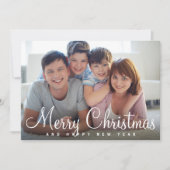 Klassieke Script Prettig Kerstfeest 7 Foto Collage Feestdagenkaart (Voorkant)