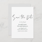 Klassieke Script Save the Date Wit met enveloppen (Voorkant / Achterkant)