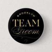 Klassieke Script Trouwpartij Team Bruidegom Knop Ronde Button 5,7 Cm (Voorkant)