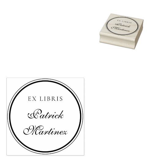 Klassieke script typografie Ex Libris Aangepaste n Rubberstempel (Gestempeld)