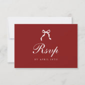 Klassieke Script Wijnrode Coquette Afstudeerfeest RSVP Kaartje (Voorkant)
