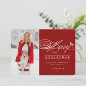 Klassieke scriptaserfoto van Merry Kerstmis Feestdagenkaart (Staand voorkant)