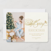 Klassieke scriptaserfoto van Merry Kerstmis Feestdagenkaart (Voorkant)