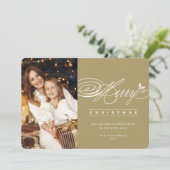 Klassieke scriptaserfoto van Merry Kerstmis Feestdagenkaart (Staand voorkant)