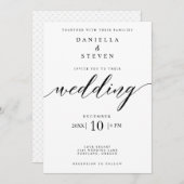 Klassieke scriptkalligrafie bruiloft-uitnodiging kaart (Voorkant / Achterkant)