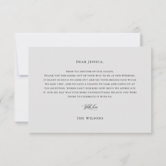 Klassieke scriptkalligrafie elegant bedankt kaart (Achterkant)