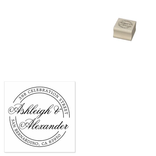 Klassieke scriptnamen Rond retouradres Rubberstempel (Gestempeld)