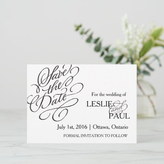 Klassieke Scroll Font Save the Date (Staand voorkant)