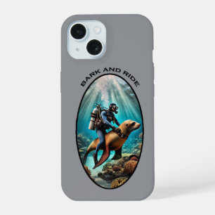 Klassieke SCUBA-duiker rijdt op zeeleeuw URM iPhone 15 Case