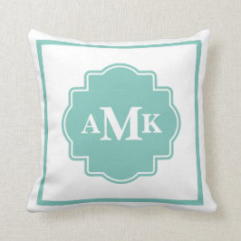 Klassieke seafoam Green en White Monogram Pillow Kussen