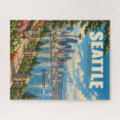 Klassieke Seattle Silhouet Mount Rainier Legpuzzel (Horizontaal)