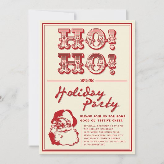 Klassieke  Secret Santa HO Holiday Party Kaart (Voorkant)