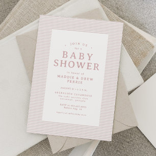 Klassieke seersucker streep roze meisje babyshower kaart