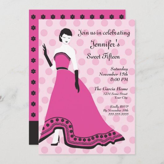 Klassieke Senorita in Fuchsia Kaart (Voorkant / Achterkant)