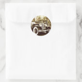 Klassieke Sepia auto Ronde Sticker (Tas)