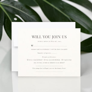 Klassieke Serif Huwelijkskaart Antwoordkaart RSVP Kaartje