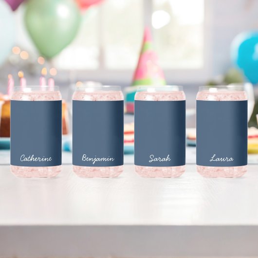 Klassieke Serious Blue Minimalist Naam Can Glas (Insitu (Verjaardag))