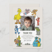 Klassieke Sesamstraat-personages verjaardag Bedankkaart (Voorkant / Achterkant)