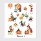 Klassieke Set van Heksenkat Pompoen Halloween Sticker (Vel)