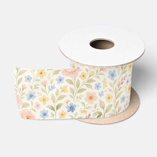 Klassieke Shabby Chic Franse Bloem Kunst Patroon Satijnen Lint (Spoel)