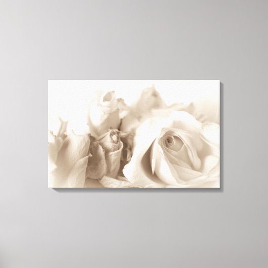 Klassieke Shabby Chic White Roses Canvas Afdruk (Voorkant)