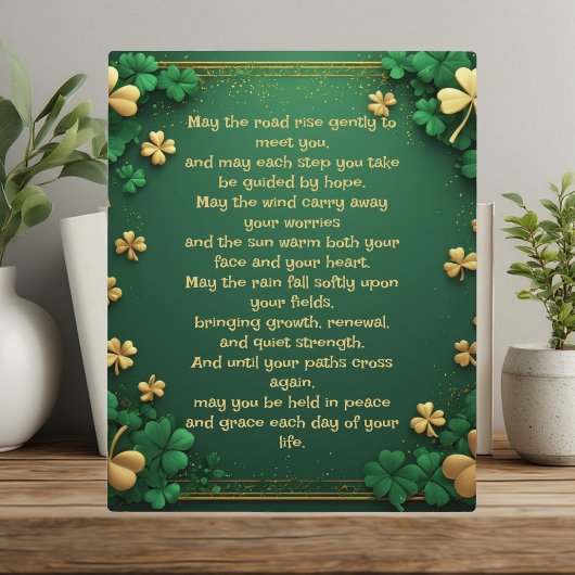 Klassieke Shamrock Keltische Ierse Zegen Goede Gel Fotoplaat