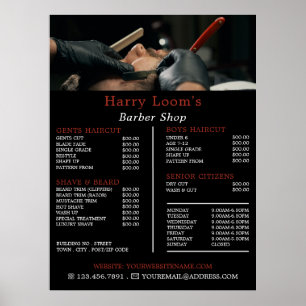 Klassieke shave, Mannen Barbers Price List Poster