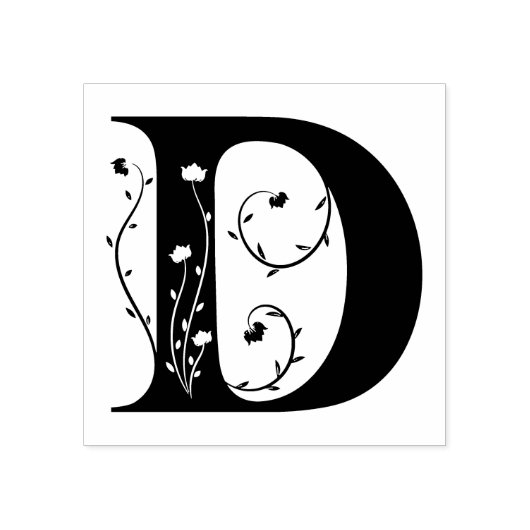 Klassieke sierletter D bloemmonogram Rubberstempel (Afrduk)