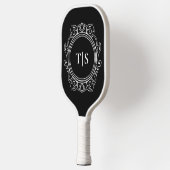 Klassieke Sierlijke Cirkel Witte Monogram Initiaal Pickleball Paddle (Links)