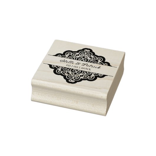 Klassieke sierlijke diamantvorm trouw- rubberstempel (Stempel)