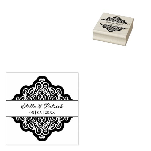 Klassieke sierlijke diamantvorm trouw- rubberstempel (Gestempeld)