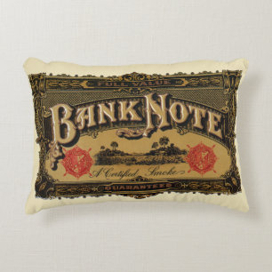 Klassieke Sigarettenlabel Kunst, Bankbiljet Geld F Accent Kussen