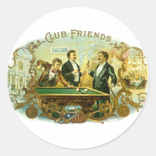 Klassieke Sigarettenlabel Kunst, Club Friends Bilj Ronde Sticker