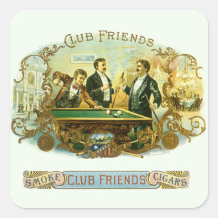Klassieke Sigarettenlabel Kunst, Club Friends Bilj Vierkante Sticker
